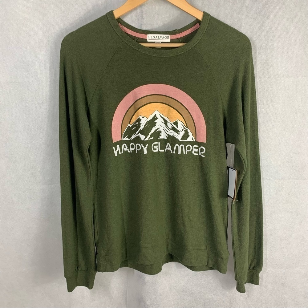 P.J Salvage Happy Glamper Long sleeve sweater Size Medium Olive color